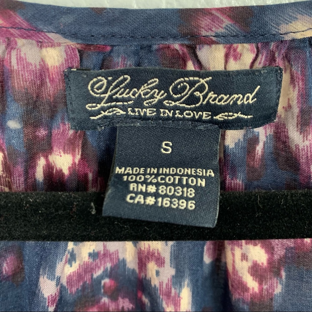 Lucky Brand | Peasant Scoop Purple Blue Blouse size S